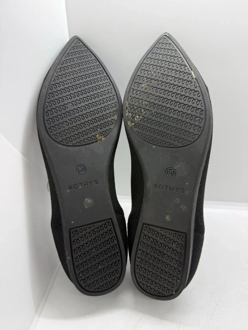 Rothy's The Point Black Knit Ballet Flats Shoes Women's 10.5 Preppy Minimalist